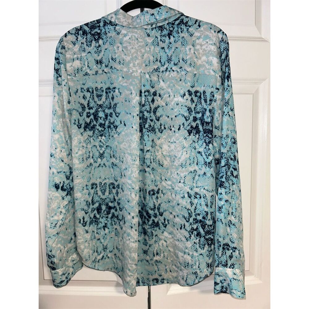 Inc Women's Blue Python Print Collared Blouse Siz… - image 6
